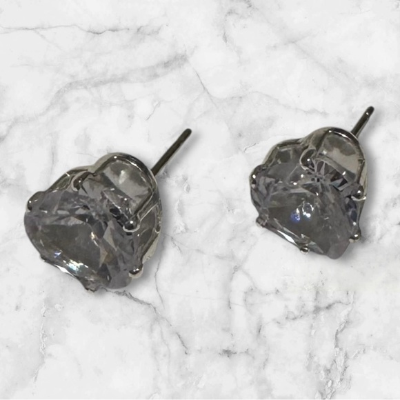 🆕Anne Klein Heart Earrings with Clear CZ Gemstones - Picture 2 of 11